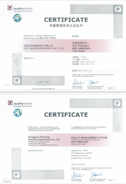 Chine Shenzhen Senyan Circuit Co., Ltd. certifications